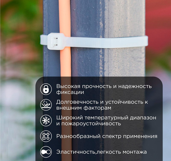 Изображение товара Набор стяжек для кабеля Rexant 07-1020-25 (25шт, белый)