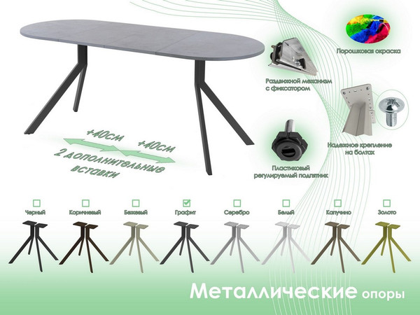 Изображение товара Обеденный стол AMC Elite Е18(1200) D3 (графит/бетон чикаго светло-серый)