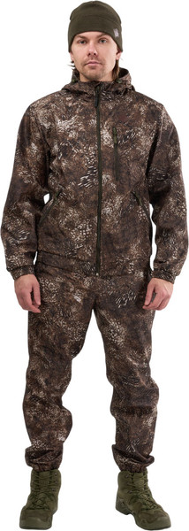 Изображение товара Костюм для охоты и рыбалки Taygerr Кондор Дюспо-Флис/Серый Лес Весна-Осень (р.52-54/182-188)