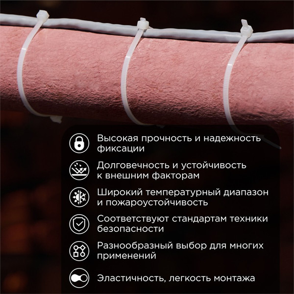 Изображение товара Набор стяжек для кабеля PROconnect 57-0400-8 (100шт, белый)