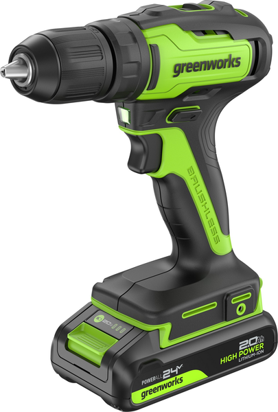 Изображение товара Аккумуляторная дрель-шуруповерт Greenworks GD24DD35 бесщеточная 24V / 3704007CUA (с АКБ 2Ач и ЗУ)