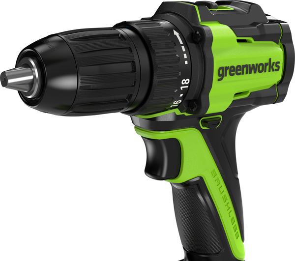 Изображение товара Аккумуляторная дрель-шуруповерт Greenworks DD345 бесщеточная 24V / 3708307CUB (с АКБ 4Ач и ЗУ)