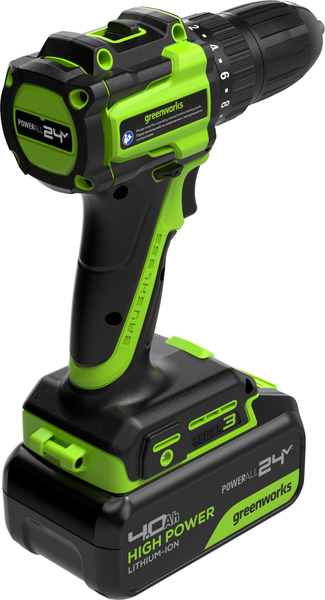 Изображение товара Аккумуляторная дрель-шуруповерт Greenworks DD345 бесщеточная 24V / 3708307CUB (с АКБ 4Ач и ЗУ)