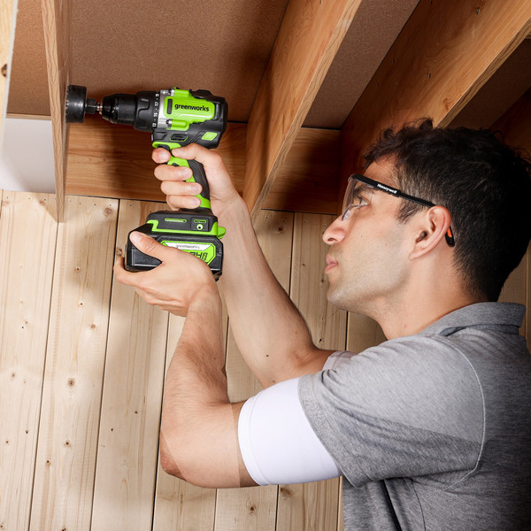 Изображение товара Аккумуляторная дрель-шуруповерт Greenworks GD24DD90 бесщеточная 24V / 3707507CUB (с АКБ 4Ач и ЗУ)