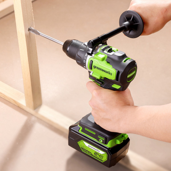 Изображение товара Аккумуляторная дрель-шуруповерт Greenworks GD24DD90 бесщеточная 24V / 3707507CUB (с АКБ 4Ач и ЗУ)