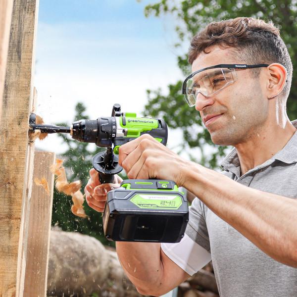 Изображение товара Аккумуляторная дрель-шуруповерт Greenworks GD24DD90 бесщеточная 24V / 3707507CUB (с АКБ 4Ач и ЗУ)