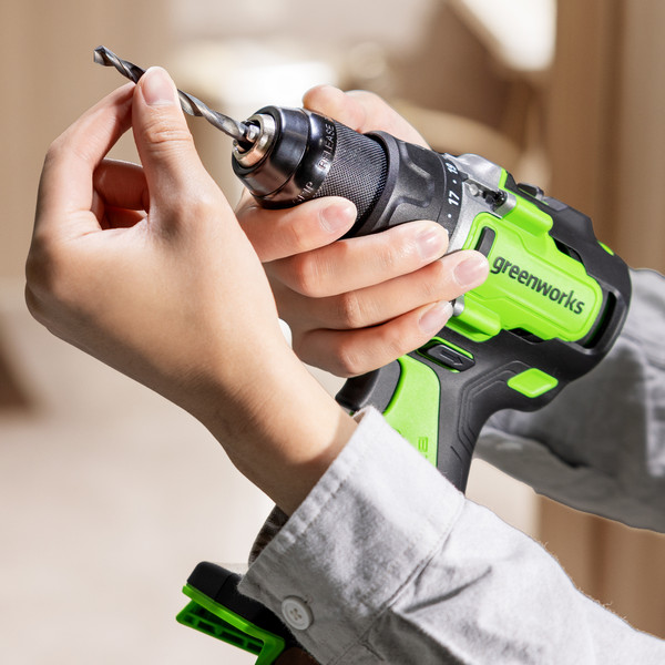 Изображение товара Аккумуляторная дрель-шуруповерт Greenworks GD24DD90 бесщеточная 24V / 3707507CUB (с АКБ 4Ач и ЗУ)
