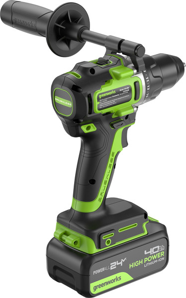 Изображение товара Аккумуляторная дрель-шуруповерт Greenworks GD24DD90 бесщеточная 24V / 3707507CUD (с 2-мя АКБ 4Ач и ЗУ)