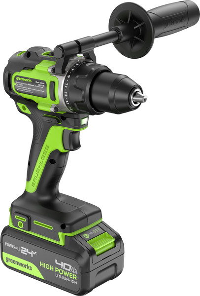 Изображение товара Аккумуляторная дрель-шуруповерт Greenworks GD24DD90 бесщеточная 24V / 3707507CUD (с 2-мя АКБ 4Ач и ЗУ)