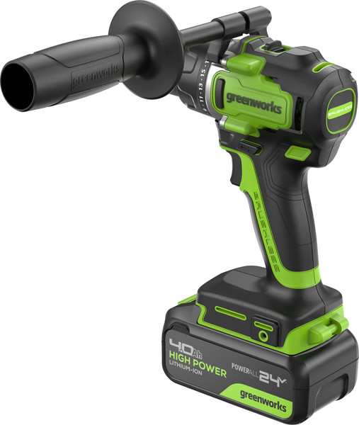 Изображение товара Аккумуляторная дрель-шуруповерт Greenworks GD24DD90 бесщеточная 24V / 3707507CUD (с 2-мя АКБ 4Ач и ЗУ)