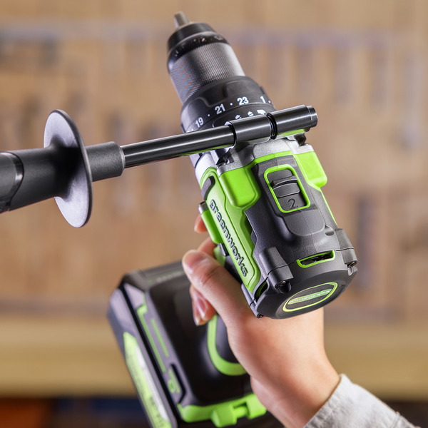 Изображение товара Аккумуляторная дрель-шуруповерт Greenworks GD24DD140 бесщеточная 24V / 3707607CUB (с АКБ 4Ач и ЗУ)