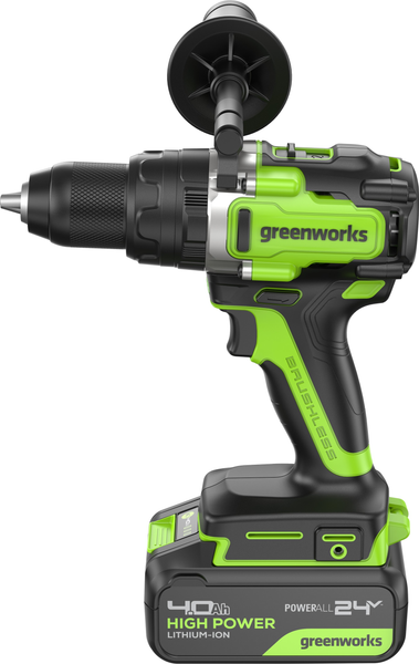 Изображение товара Аккумуляторная дрель-шуруповерт Greenworks GD24DD140 бесщеточная 24V / 3707607CUB (с АКБ 4Ач и ЗУ)