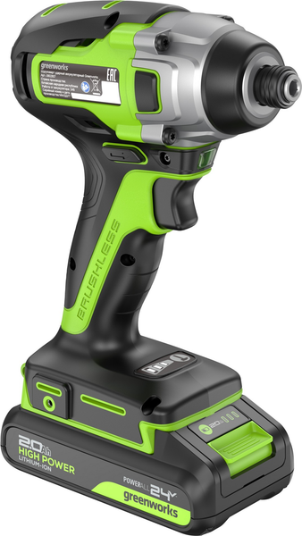 Изображение товара Аккумуляторный шуруповерт Greenworks GD24ID3 бесщеточный 24V / 3802807CUA (с АКБ 2Ач и ЗУ)