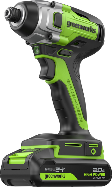 Изображение товара Аккумуляторный шуруповерт Greenworks GD24ID3 бесщеточный 24V / 3802807CUA (с АКБ 2Ач и ЗУ)