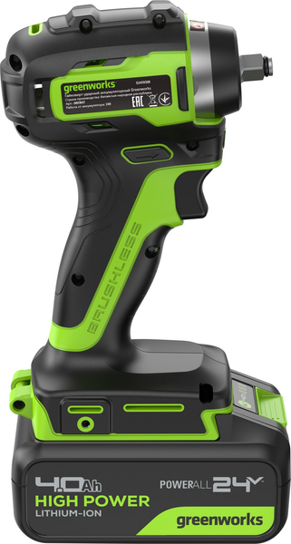 Изображение товара Аккумуляторный гайковерт Greenworks G24IW200 бесщеточный 24V / 3803607CUB (с АКБ 4Ач и ЗУ)