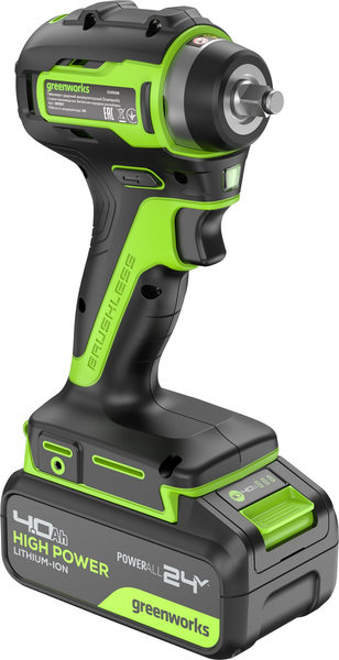 Изображение товара Аккумуляторный гайковерт Greenworks G24IW200 бесщеточный 24V / 3803607CUB (с АКБ 4Ач и ЗУ)