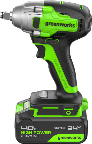 Изображение товара Аккумуляторный гайковерт Greenworks GD24IW400 бесщеточный 24V / 3802907CUB (с АКБ 4Ач и ЗУ)