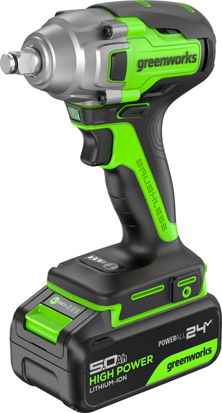 Изображение товара Аккумуляторный гайковерт Greenworks GD24IW400 бесщеточный 24V / 3802907CUG (с АКБ 5Ач и ЗУ)