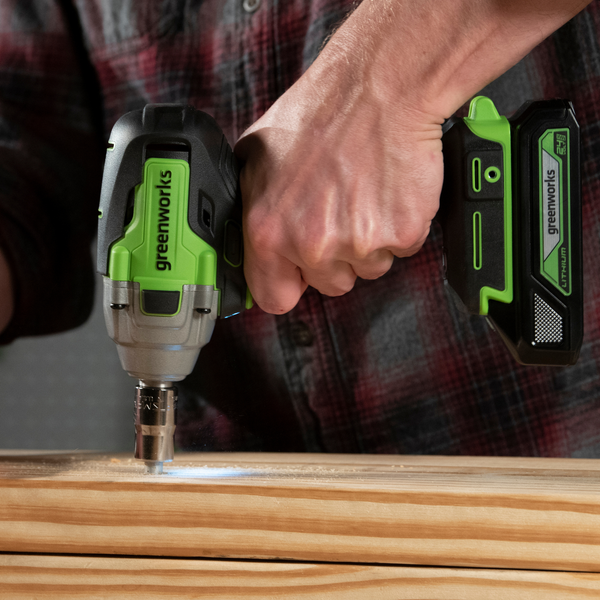 Изображение товара Аккумуляторный гайковерт Greenworks GD24IW400 бесщеточный 24V / 3802907CUG (с АКБ 5Ач и ЗУ)