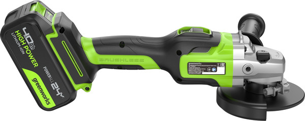 Изображение товара Угловая шлифовальная машина Greenworks GD24AG бесщеточная 24V / 3200207CUB (с АКБ 4Ач и ЗУ)