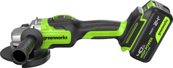 Изображение товара Угловая шлифовальная машина Greenworks GD24AG бесщеточная 24V / 3200207CUB (с АКБ 4Ач и ЗУ)