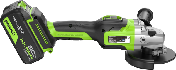 Изображение товара Угловая шлифовальная машина Greenworks GD24AG бесщеточная 24V / 3200207CUG (с АКБ 5Ач и ЗУ)