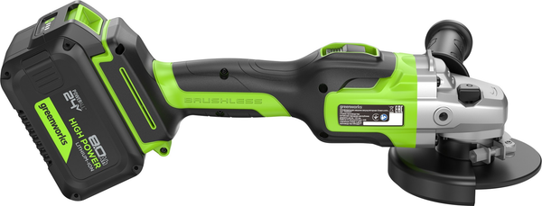 Изображение товара Угловая шлифовальная машина Greenworks GD24AG бесщеточная 24V / 3200207CUH (с АКБ 8Ач и ЗУ)