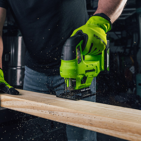 Изображение товара Электролобзик Greenworks GD24JS90 бесщеточный 24V / 3601707CUA (с АКБ 2Ач и ЗУ)