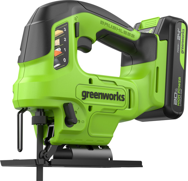 Изображение товара Электролобзик Greenworks GD24JS90 бесщеточный 24V / 3601707CUA (с АКБ 2Ач и ЗУ)