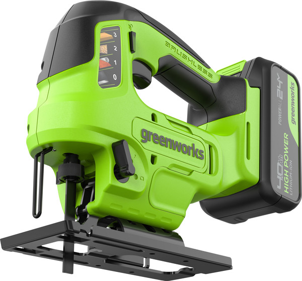 Изображение товара Электролобзик Greenworks GD24JS90 бесщеточный 24V / 3601707CUB (с АКБ 4Ач и ЗУ)