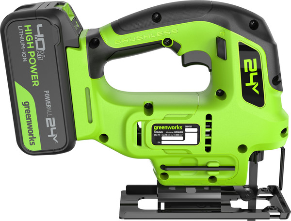 Изображение товара Электролобзик Greenworks GD24JS90 бесщеточный 24V / 3601707CUB (с АКБ 4Ач и ЗУ)