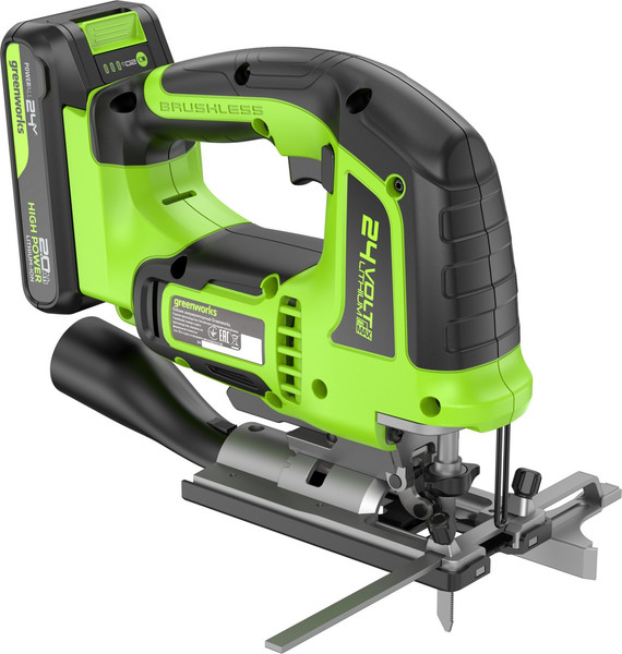 Изображение товара Электролобзик Greenworks GD24JS120 бесщеточный 24V / 3601407CUA (с АКБ 2Ач и ЗУ)