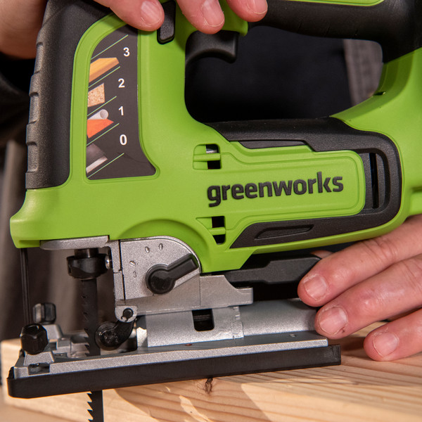 Изображение товара Электролобзик Greenworks GD24JS120 бесщеточный 24V / 3601407CUB (с АКБ 4Ач и ЗУ)