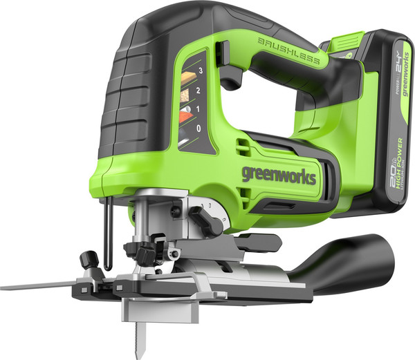 Изображение товара Электролобзик Greenworks GD24JS120 бесщеточный 24V / 3601407CUA (с АКБ 2Ач и ЗУ)