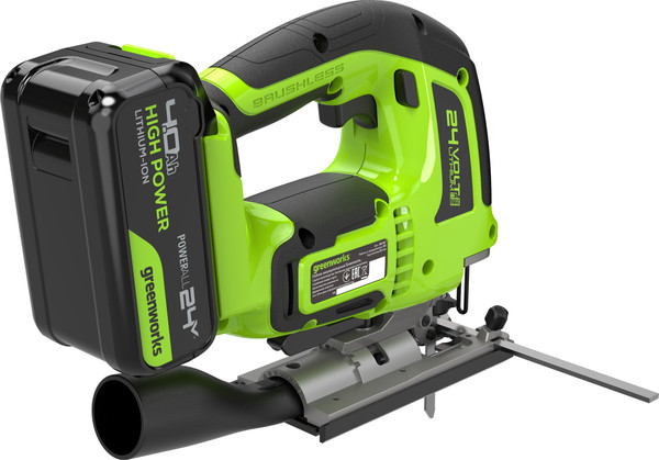 Изображение товара Электролобзик Greenworks GD24JS120 бесщеточный 24V / 3601407CUB (с АКБ 4Ач и ЗУ)