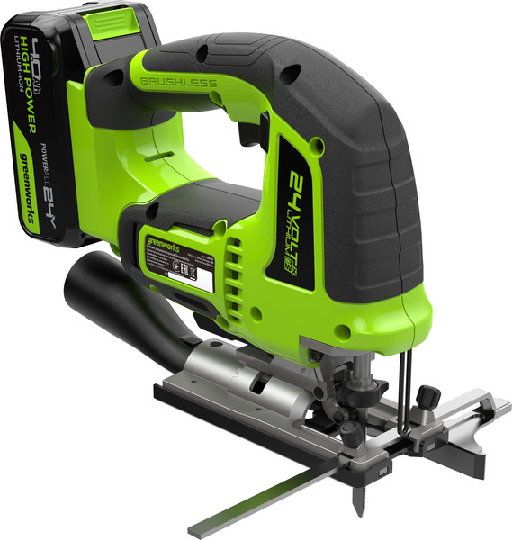 Изображение товара Электролобзик Greenworks GD24JS120 бесщеточный 24V / 3601407CUB (с АКБ 4Ач и ЗУ)