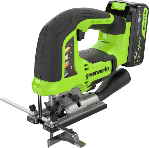 Изображение товара Электролобзик Greenworks GD24JS120 бесщеточный 24V / 3601407CUB (с АКБ 4Ач и ЗУ)