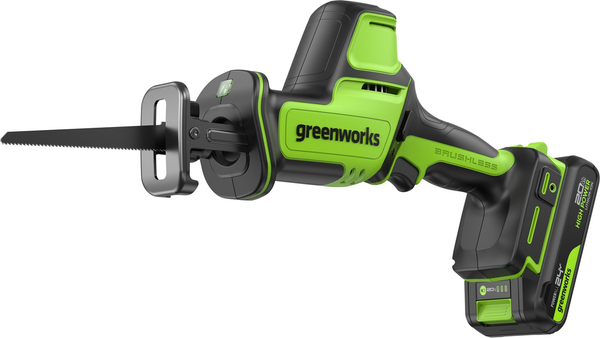 Изображение товара Сабельная пила Greenworks GPT-CRS-25 бесщеточная 24V / 1200507CUA (с АКБ 2Ач и ЗУ)