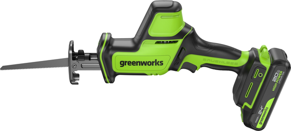Изображение товара Сабельная пила Greenworks GPT-CRS-25 бесщеточная 24V / 1200507CUA (с АКБ 2Ач и ЗУ)