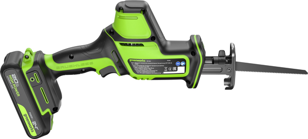 Изображение товара Сабельная пила Greenworks GPT-CRS-25 бесщеточная 24V / 1200507CUA (с АКБ 2Ач и ЗУ)