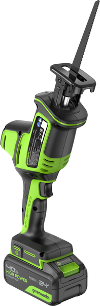 Изображение товара Сабельная пила Greenworks GPT-CRS-25 бесщеточная 24V / 1200507CUB (с АКБ 4Ач и ЗУ)