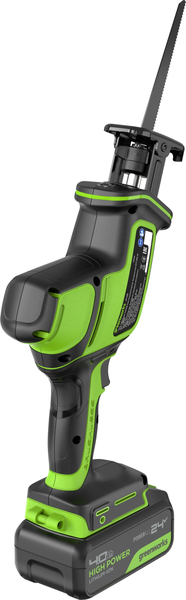 Изображение товара Сабельная пила Greenworks GPT-CRS-25 бесщеточная 24V / 1200507CUB (с АКБ 4Ач и ЗУ)