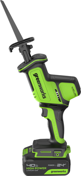 Изображение товара Сабельная пила Greenworks GPT-CRS-25 бесщеточная 24V / 1200507CUB (с АКБ 4Ач и ЗУ)