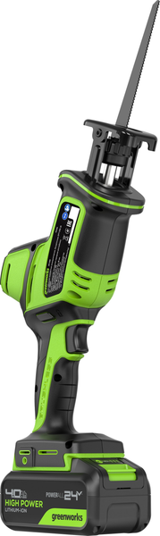 Изображение товара Сабельная пила Greenworks GPT-CRS-25 бесщеточная 24V / 1200507CUB (с АКБ 4Ач и ЗУ)