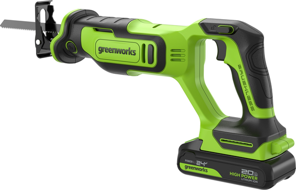 Изображение товара Сабельная пила Greenworks GPT-BLRS-1 бесщеточная 24V / 1200607CUA (с АКБ 2Ач и ЗУ)