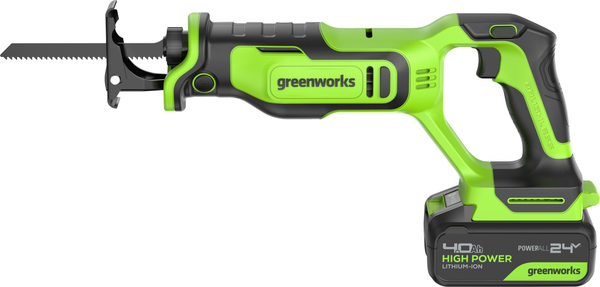 Изображение товара Сабельная пила Greenworks GPT-BLRS-1 бесщеточная 24V / 1200607CUB (с АКБ 4Ач и ЗУ)