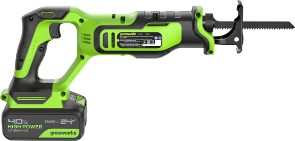 Изображение товара Сабельная пила Greenworks GPT-BLRS-1 бесщеточная 24V / 1200607CUB (с АКБ 4Ач и ЗУ)
