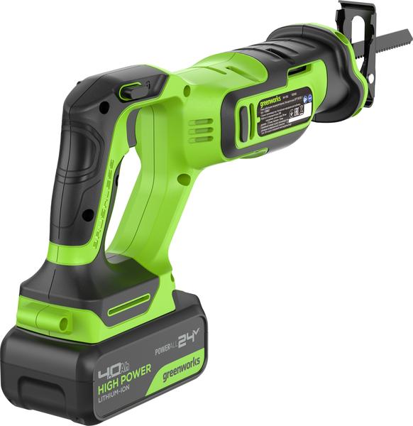 Изображение товара Сабельная пила Greenworks GPT-BLRS-1 бесщеточная 24V / 1200607CUB (с АКБ 4Ач и ЗУ)