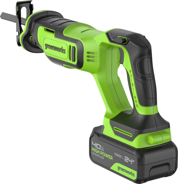 Изображение товара Сабельная пила Greenworks GPT-BLRS-1 бесщеточная 24V / 1200607CUB (с АКБ 4Ач и ЗУ)