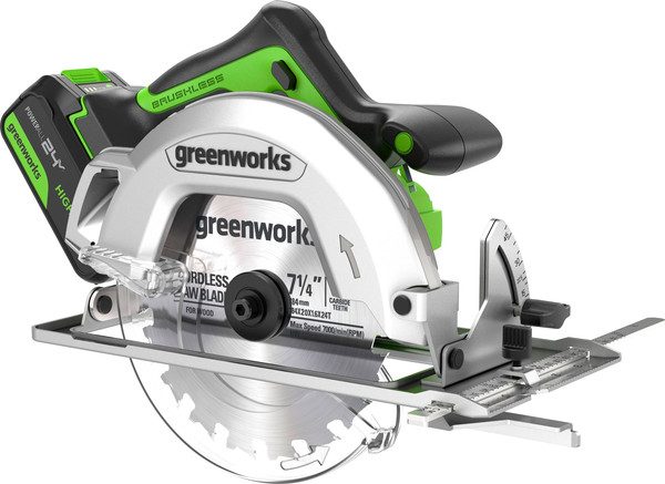 Изображение товара Дисковая пила Greenworks GD24CS бесщеточная 24V / 1500907CUG (с АКБ 5Ач и ЗУ)